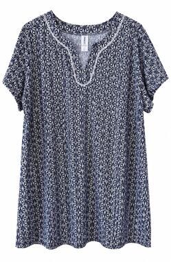 Swimsuits For All Plus Size 22 Navy White Geometric Swim Cover Up Tunic Dress